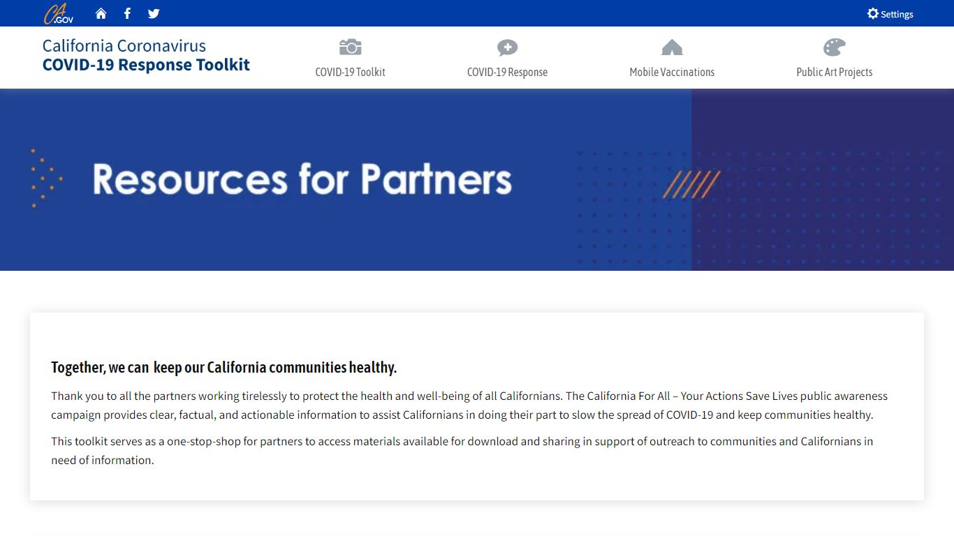 Resources for Partners | Covid19Toolkit - California